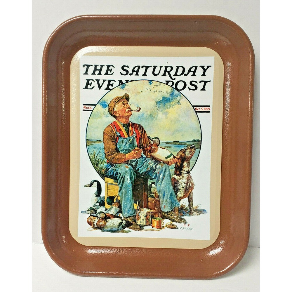 Vintage '97 The Saturday Evening Post "Decoys" 2003 Metal Tray 13.25"x10.5" U22